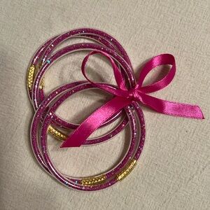 Glitter Jelly Bangle Set Women Glitter Filled Silicone Bracelet Girls NWOT